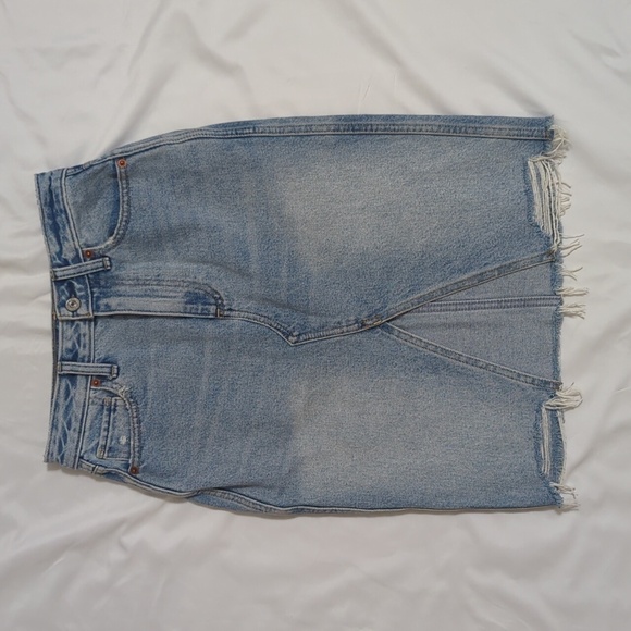 Abercrombie & Fitch Denim Midi Length Skirt, Color Light Wash Size 24 - Picture 2 of 15